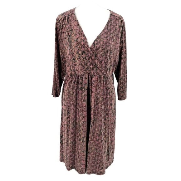 Peruvian Connection Dresses & Skirts - Peruvian Connection Stenciled Faux Wrap Stretch Pima Cotton Bohemian Dress sz XL